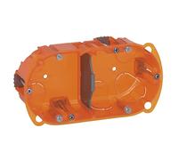 Legrand Boîte multimatériaux 2 postes 40mm, Batibox, orange, IP20, IK04 | 2 postes, profondeur 40mm, diamètre 67mm, plastique orange, pour maçonnerie et cloisons sèches, avec vis de fixation