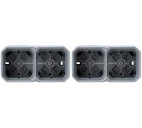 Legrand - Boitier étanche Plexo 2 postes pour montage apparent horizontal ou vertical équipé de 4 embouts souples finition gris (Lot de 2)