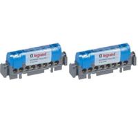 Legrand - Bornier de neutre - 8 bornes pour câble 1,5mm² à 16mm² - bleu (Lot de 2)