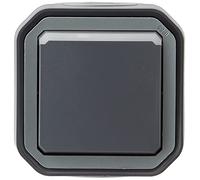 LEGRAND Bouton-Poussoir Lumineux Plexo anthracite, IP55 IK08, 10A 250V | Anthracite, montage en saillie, étanche IP55, IK08 antichoc, lumineux avec voyant, 10A 250V, connexion rapide sans outil