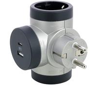 Legrand CE Lot de 2 adaptateurs de contact rotatifs en forme de T avec USB C Aluminium