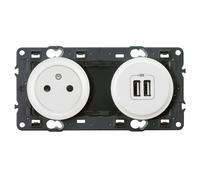 LEGRAND - Prise Electrique Murale avec Terre + Double Chargeur USB Céliane Surface - Prise Affleurante avec Socle Rétractable - Blanc