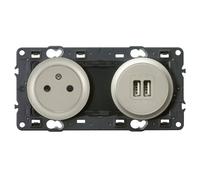 LEGRAND Celiane Bloc prise de courant avec terre affleurante et double prise USB à encastrer composable titane