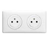 LEGRAND Celiane Double prise de courant avec terre affleurante précablée à encastrer blanc