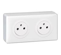 LEGRAND - Prise Electrique Double avec Plaque + Cadre Saillie Céliane Surface - Prise pour Pose en Applique avec Socle Rétractable - Fabriqué En France - Blanc