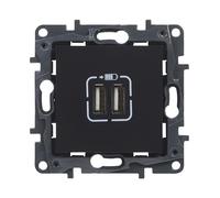 LEGRAND Chargeur double USB type A composable pour installation encastrée, gamme Niloé Step, couleur anthracite, 398264