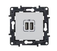 LEGRAND Chargeur double USB type A composable pour installation encastrée, gamme Niloé Step, couleur blanc, 398262