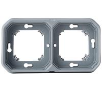 LEGRAND Châssis support 2 postes encastré Plexo, gris, IP55 | 2 postes, montage horizontal ou vertical, étanche IP55, encastré, plastique gris mat, intérieur et extérieur