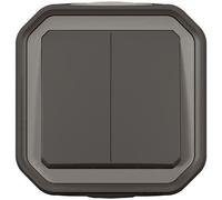 LEGRAND | Plexo Double Interrupteur Ou Va-Et-Vient Ou Poussoir, Étanche IP55, Finition Anthracite, Installation En Saillie