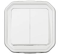 Legrand - Commande pour fonction double interrupteur ou va-et-vient 10A ou poussoir 10A étanche Plexo complet pour montage en apparent blanc