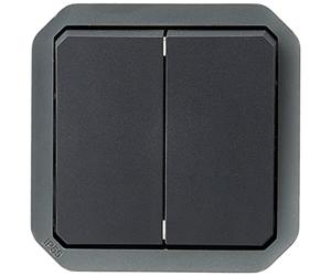 Legrand - Commande pour fonction double interrupteur ou va-et-vient 10A ou poussoir 10A étanche Plexo finition anthracite