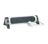 Legrand Multiprise rotative 3 prises surface terre, interrupteur LED, cordon 3m – Blanc/Gris foncé