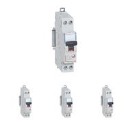 Legrand - Disjoncteur Phase + Neutre - 10A - bornes à vis - 1 module (Lot de 4)