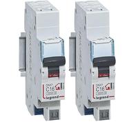 LEGRAND - Disjoncteur Phase + Neutre 230V DNX³ - Pouvoir de Coupure 3000A - 16A Courbe C - Bornes automatiques - 1 Module - Fabriqué En France (Lot de 2)