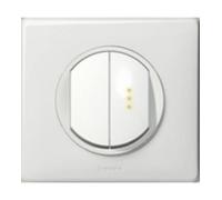 Legrand Double interrupteur, 2 voies, Bouton poussoir, Manuel, Noir, IP44