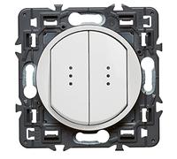 Legrand - Double interrupteur témoin (voyant fourni) Céliane Soft - 10A - Blanc