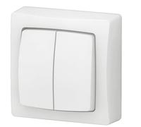 LEGRAND Double interrupteur va-et-vient Les Apparents, complet blanc, installation en saillie facile sans boîte d'encastrement, connexion rapide par bornes automatiques