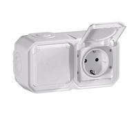 Legrand - Double prise 16A avec contact latéral de terre - Plexo - Etanche IP55 - Montage en surface - Blanc - 069772LE