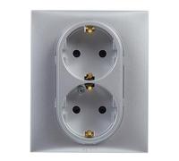 LEGRAND Double prise 2 x 2P + T 16 A composable Niloé Step, aluminium | Prise double 2 x 2P+T 16 A composable pour installation encastrée, gamme Niloé Step, couleur aluminium, 398209