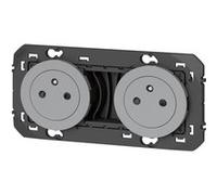 Double prise composable 2P+T surface précâblées Dooxie Legrand - Aluminium