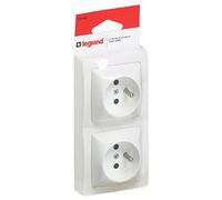 Legrand - Double prise de courant avec terre Appareillage Saillie - vertical - Blanc