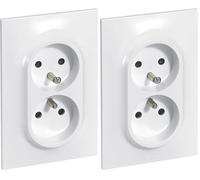 LEGRAND | Double Prise De Courant Avec Terre, Neptune 16A 1 Poste, Fixation À Vis Ou À Griffes, Avec Éclips De Protection Pour Enfants, Prête À Installer (Lot de 2)
