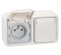 Legrand - Double prise de courant avec terre Plexo apparent horizontal - Blanc