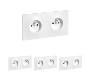 LEGRAND | Double Prise De Courant Précâblée Neptune, Installation Facile Sans Outil, Éclips De Protection Pour Enfants, Appareil Complet Prêt À Installer (Lot de 4)