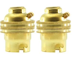 Legrand - Douille pour ampoule B22 - avec bague - sortie de câble droite - laiton (Lot de 2)