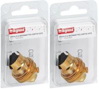 Legrand - Douille pour ampoule B22 - avec bague - sortie de câble latérale - laiton (Lot de 2)