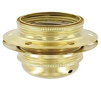 Legrand - Douille pour ampoule E27 - avec bague - acier laitonné | E27, laiton, acier laitonné, 150W max, 4A, 2 bagues pour abat-jour, borne de terre, fixation à vis