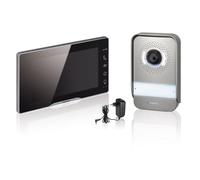 Legrand, Easykit Plus 368910 Interphone vidéo avec connexion 2 fils, moniteur miroir et caméra grand angle, 1 ou 2 unités familiales, extensible, IP54-IK07, couleur : noir, Kit listo para instalar