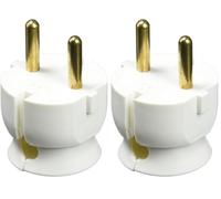 Legrand - Fiche extra-plate mâle sans terre - 16A - sortie latérale - blanc (Lot de 2)