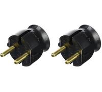 Legrand - Fiche extra-plate mâle sans terre - 16A - sortie latérale - noir (Lot de 2)