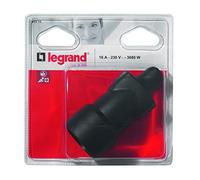 LEGRAND - Fiche Femelle Avec Terre - Fiche Electrique Caoutchouc avec Serre-Câble à Vis - 16A - Sortie Droite - Fabriqué En France - Noire (Livrée Sous Blister)
