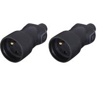 LEGRAND - Fiche Femelle Avec Terre - Fiche Electrique Caoutchouc avec Serre-Câble à Vis - 16A - Sortie Droite - Fabriqué En France - Noire (Lot de 2)