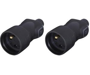 LEGRAND - Fiche Femelle Avec Terre - Fiche Electrique Caoutchouc avec Serre-Câble à Vis - 16A - Sortie Droite - Fabriqué En France - Noire (Lot de 2)