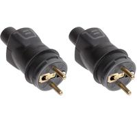 LEGRAND - Fiche Mâle Avec Terre - Fiche Electrique Caoutchouc avec Serre-Câble à Vis - 16A - Sortie Droite - Fabriqué En France - Noire (Lot de 2)