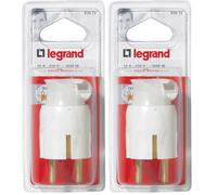 Legrand - Fiche mâle avec terre plastique - orientation du câble 360° - blister - blanc (Lot de 2)