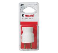 Legrand - Fiche mâle avec terre plastique - sortie du câble par l'arrière - blister -blanc