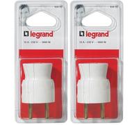 Legrand - Fiche mâle avec terre plastique - sortie du câble par l'arrière - blister -blanc (Lot de 2)