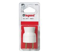 Legrand - Fiche mâle avec terre plastique - sortie du câble par le dessous -blister -blanc