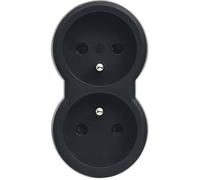 LEGRAND Fiche multiprise 16 A 2x2 P+T 2 sorties frontales noir