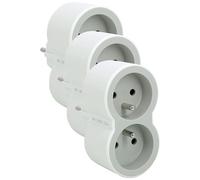 Legrand - Fiche multiprise avec 2 prises frontales avec terre - blanc et gris clair (Lot de 3)