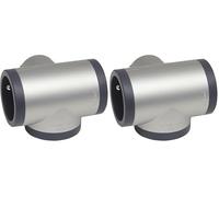 Legrand - Fiche multiprise avec 3 Prises latérales avec Terre - alu et Gris foncé (Lot de 2)