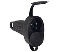 Legrand - Fiche multiprise caoutchouc avec terre - 2 sorties frontales - noir avec volet