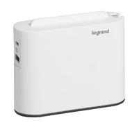 Legrand Fiche multiprise extra-plat – 2 prises latérales sans terre, USB-A+C – Blanc/Gris foncé