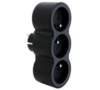 LEGRAND - Fiche Multiprise Triplite - 3 Prises Frontales avec Terre - Positionnement Horizontal - Sécurité Enfant Intégrée - Noir et Gris Foncé