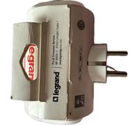 Legrand Multiprise 050637 – 2 sorties latérales, bouton d'extraction, 2P+T 16A 230V – Blanc/Gris