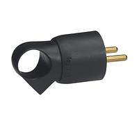 Legrand - Fiche plastique 2P+T 16A à anneau avec étiquette Gencod - Noir 050107
